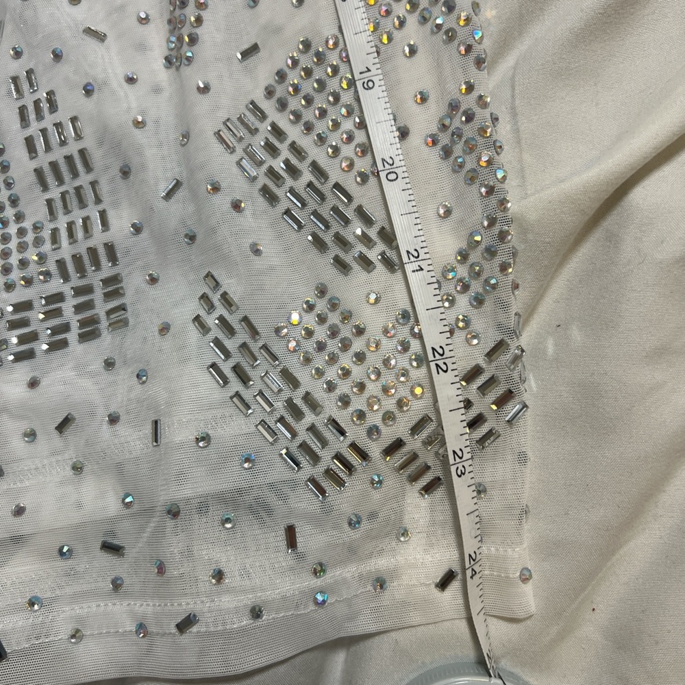 RHINESTONE White AKIRA Spaghetti Strap Slip Dress size L - Picture 5 of 5